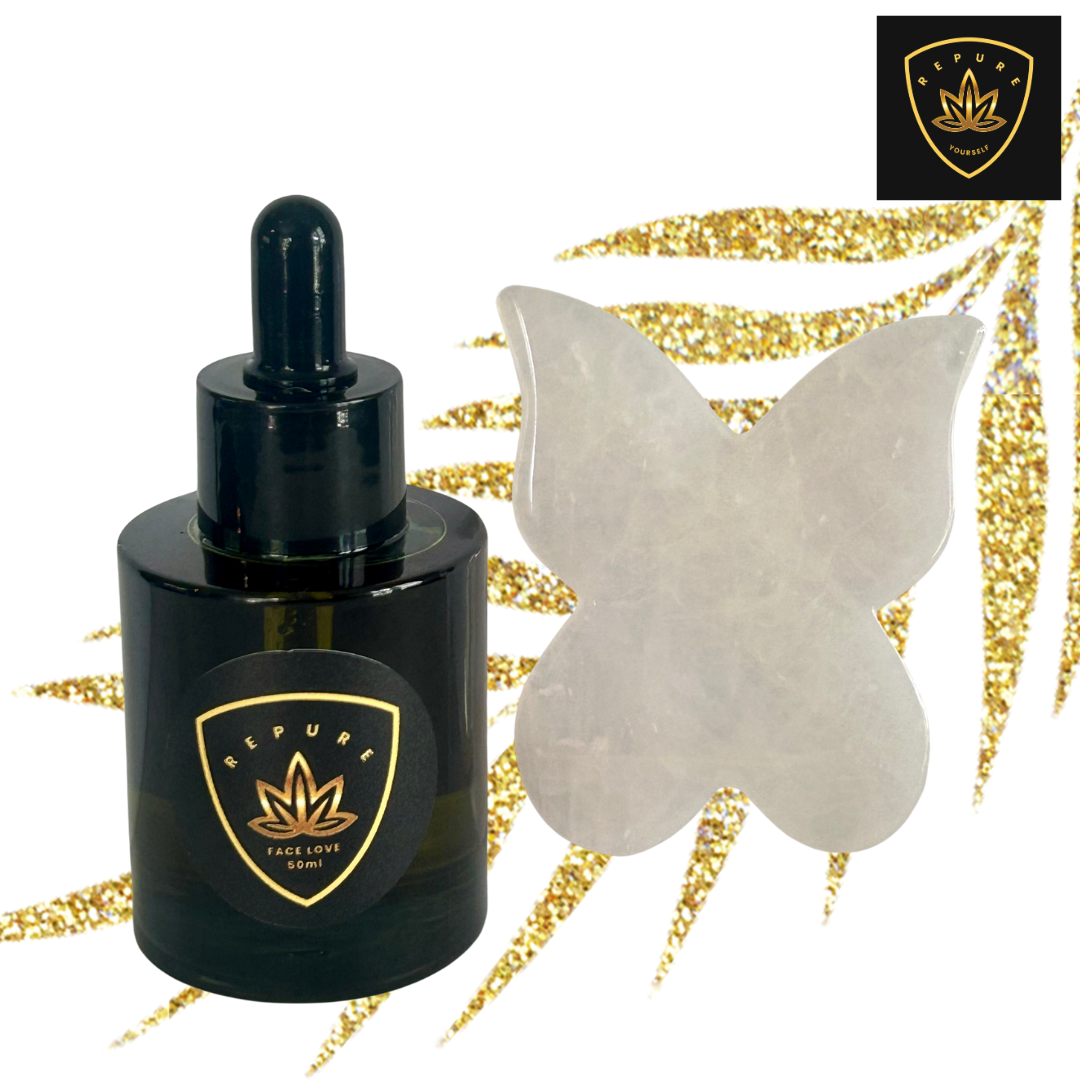 Face Love + Rose Quartz Crystal BUTTERFLY Gua Sha Duo