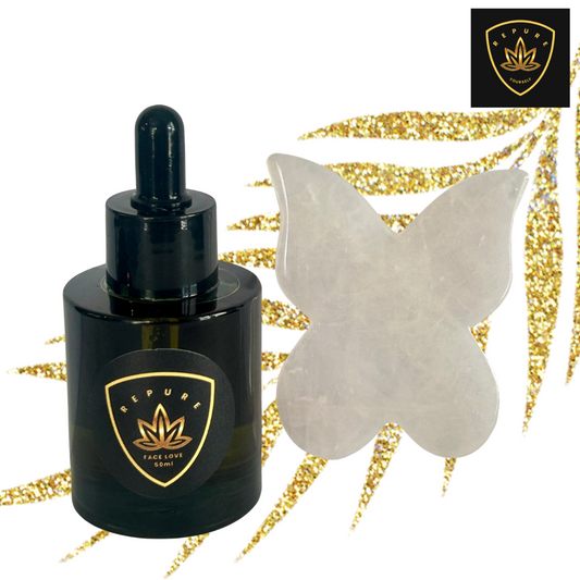Face Love + Rose Quartz Crystal BUTTERFLY Gua Sha Duo