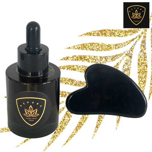 Face Love + Obsidian Quartz Crystal Gua Sha Duo
